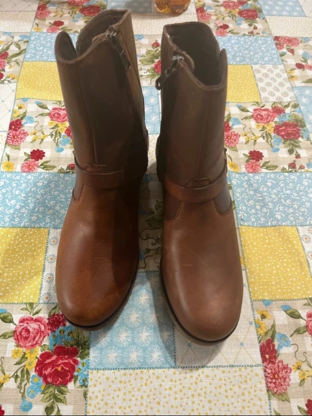 Teva Brown Leather Moto-Style Mid-Calf Boots